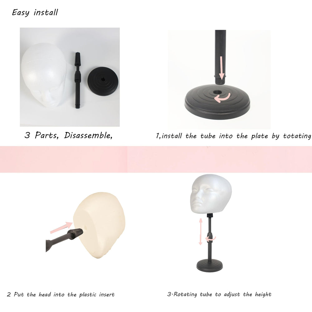 Fashion Do easy-assembly wig stand set perfect for travel and on-the-go storage.