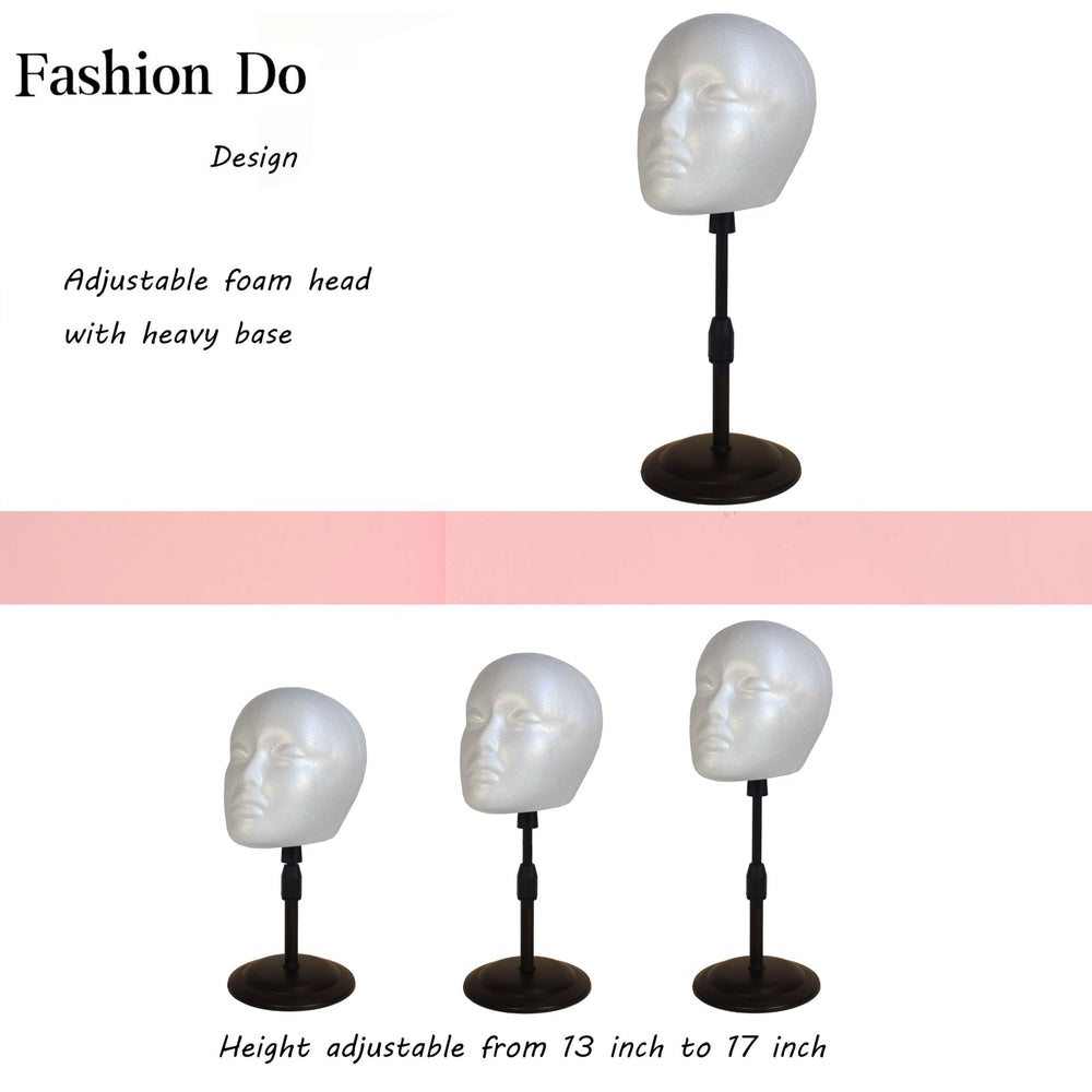 Fashion Do foam head wig holder with 21-inch circumference preserves wig shape during styling.