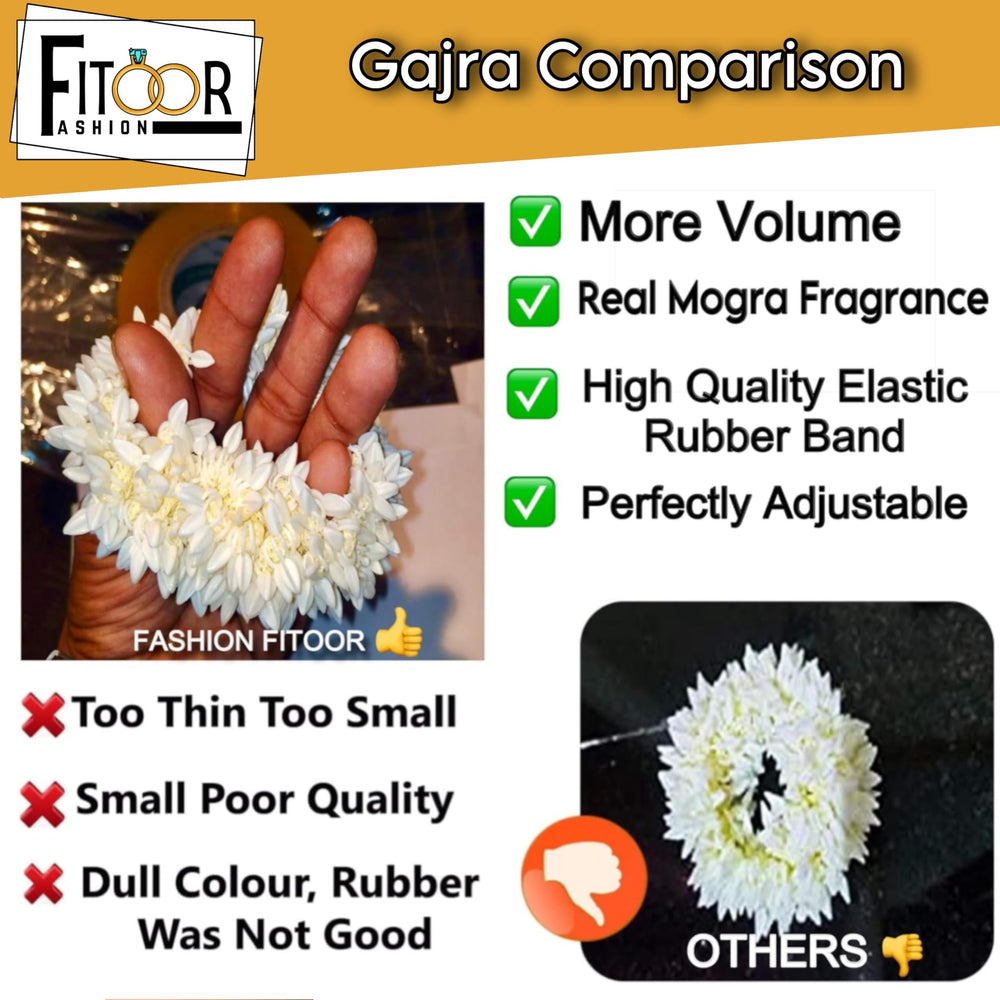 Fashion Fitoor 2-pcs mogra gajra set offers reusable floral accents.