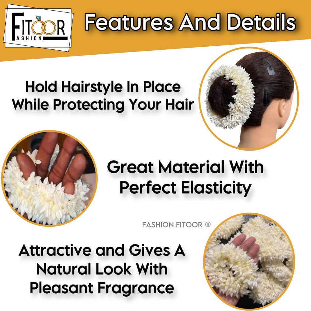 Fashion Fitoor artificial jasmine flowers highlight delicate scent for bridal hair styling.