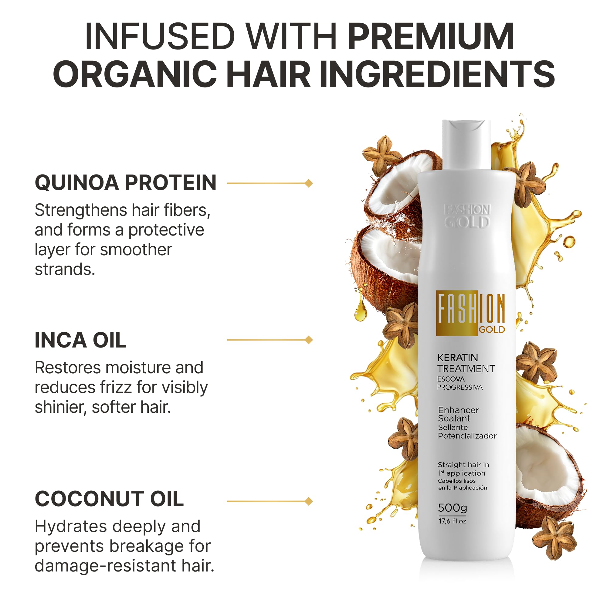 Fashion Gold INCA oil coconut oil quinoa protein nourishing ingredients
