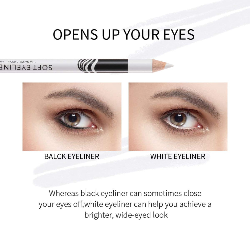 Fashionwu white eyeliner pencil wooden core sharpens to a precise point.