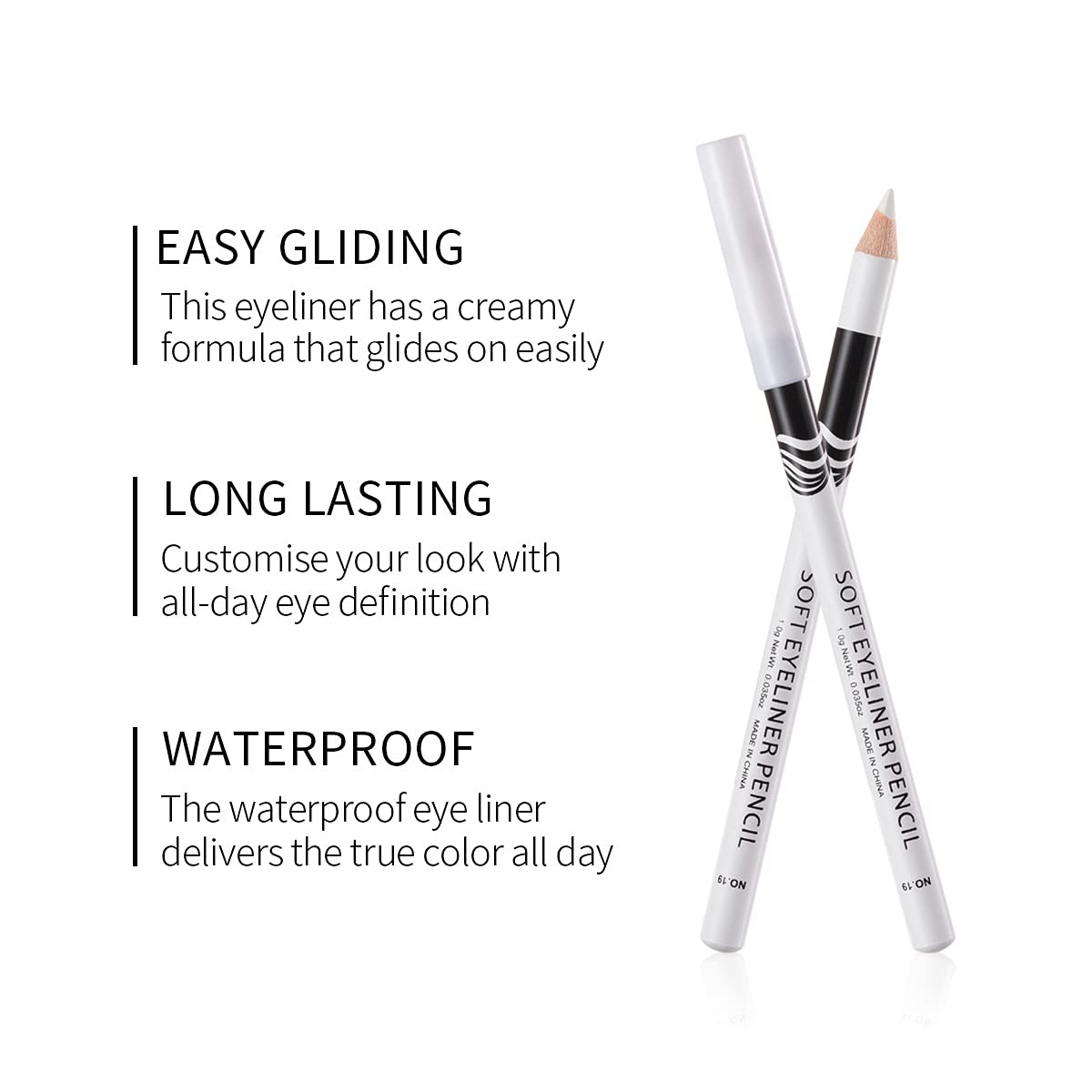 Fashionwu white eyeliner pencil multi-use tool for liner, highlight, and shading.