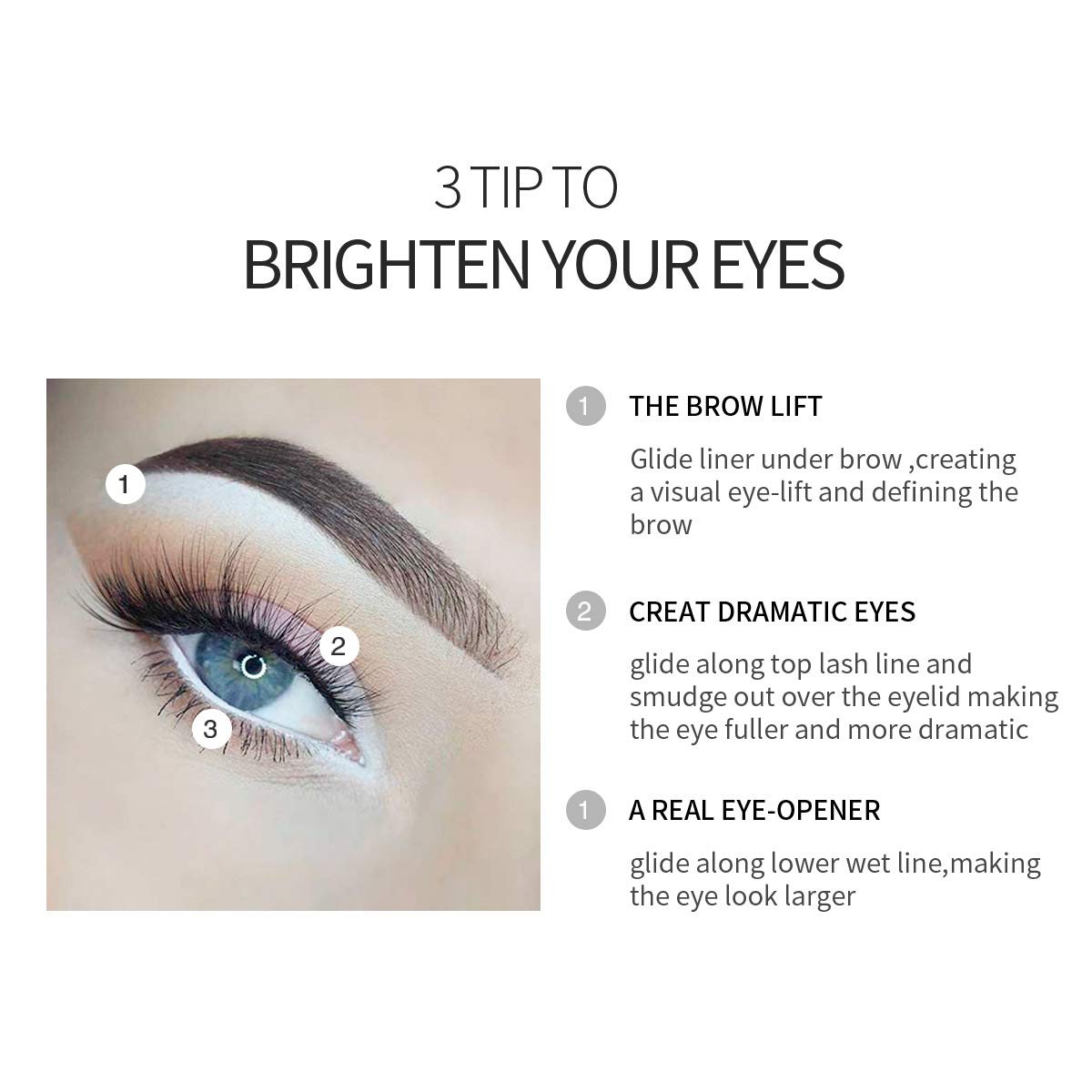 Fashionwu white eyeliner pencil waterproof formula provides durable eye definition.