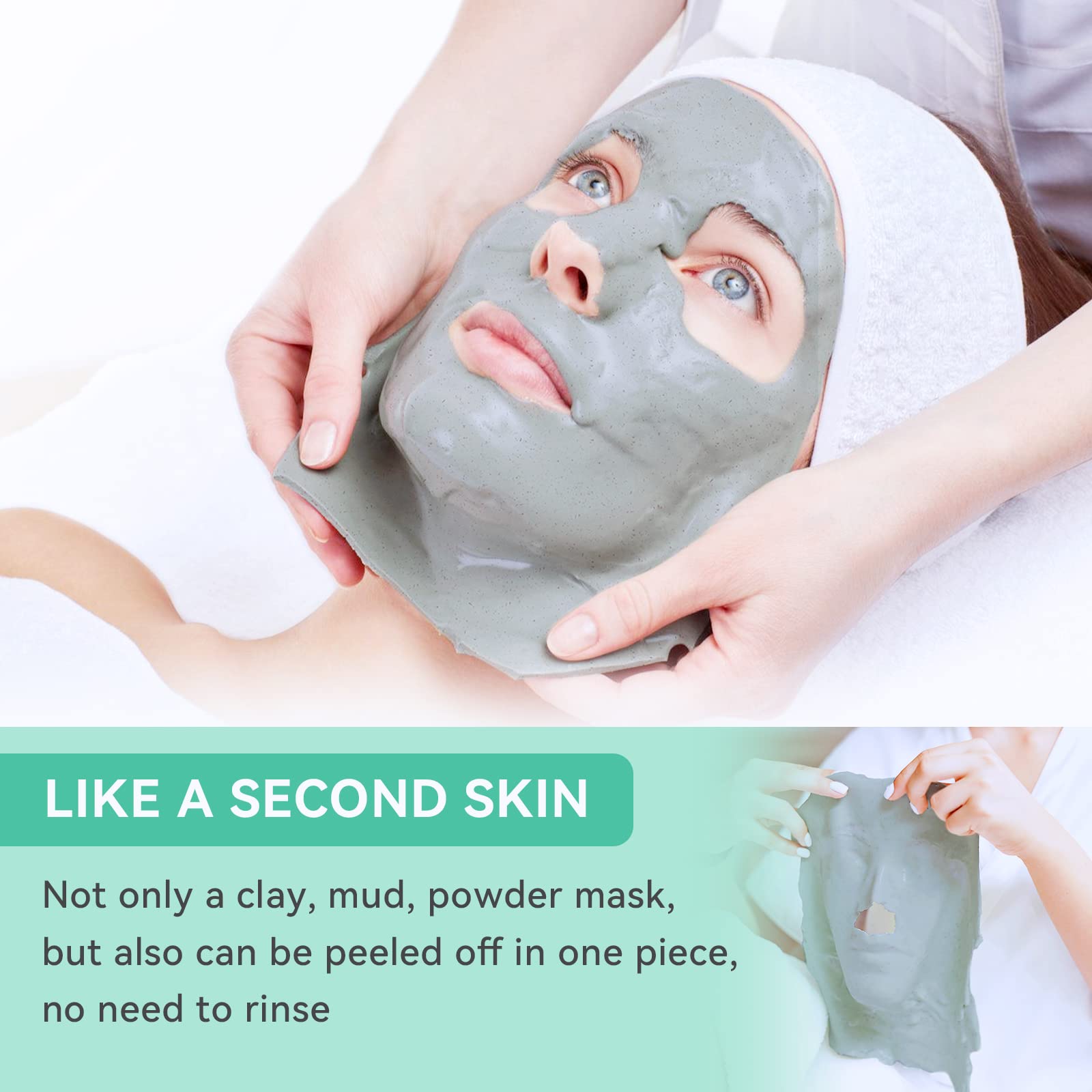 Fasplendor tea-tree mask mixing action shows powder turning into jelly for easy prep