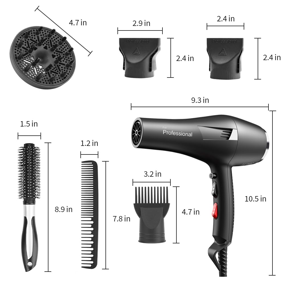 Faszin Ionic Hair Dryer packaged with professional accessories.