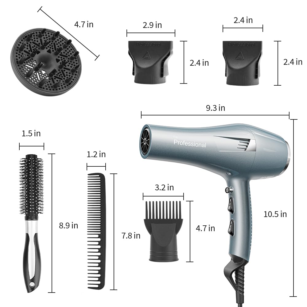 Faszin Ionic Salon Hair Dryer three-heat settings offer customized drying without overheating.