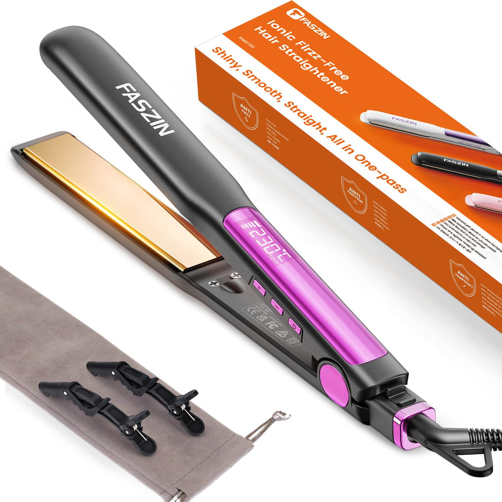 Faszin Professional Hair Straightener front view with LED display for precise heat control