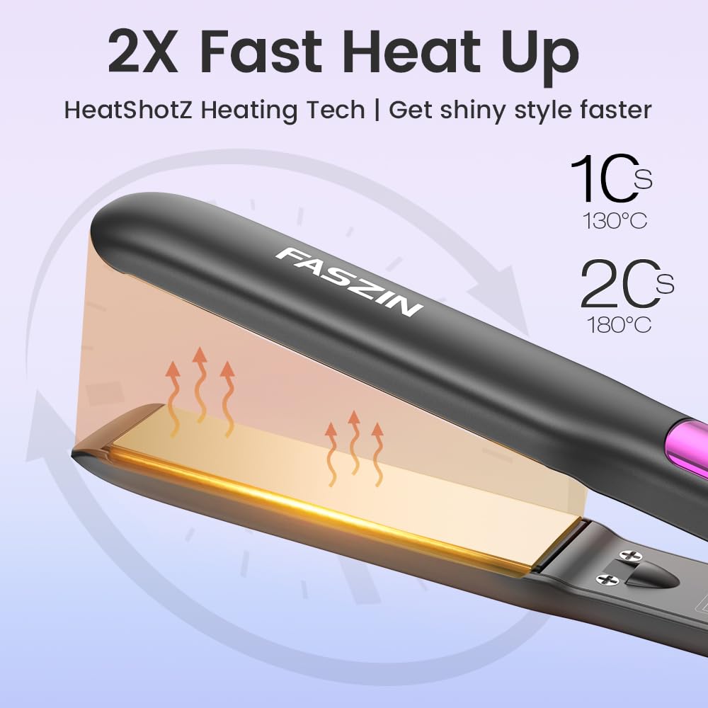 Faszin LED temperature display showing real-time heat settings for precise styling
