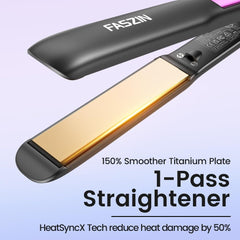 Faszin titanium plate close-up for smooth glide and frizz control