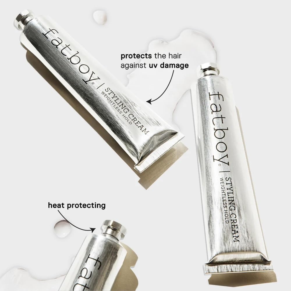 Fatboy Hair Styling Cream heat-protectant usage highlights protection during blow-dry sessions