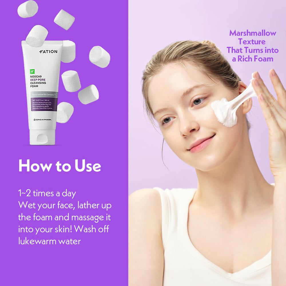 Fation Nosca9 17-amino-acids blend highlights nourished skin during cleansing
