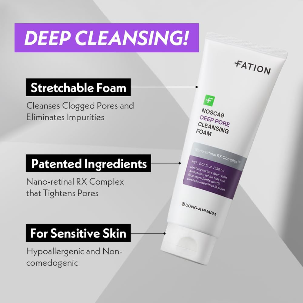 Fation Nosca9 face wash dispenses a precise pour for quick cleansing