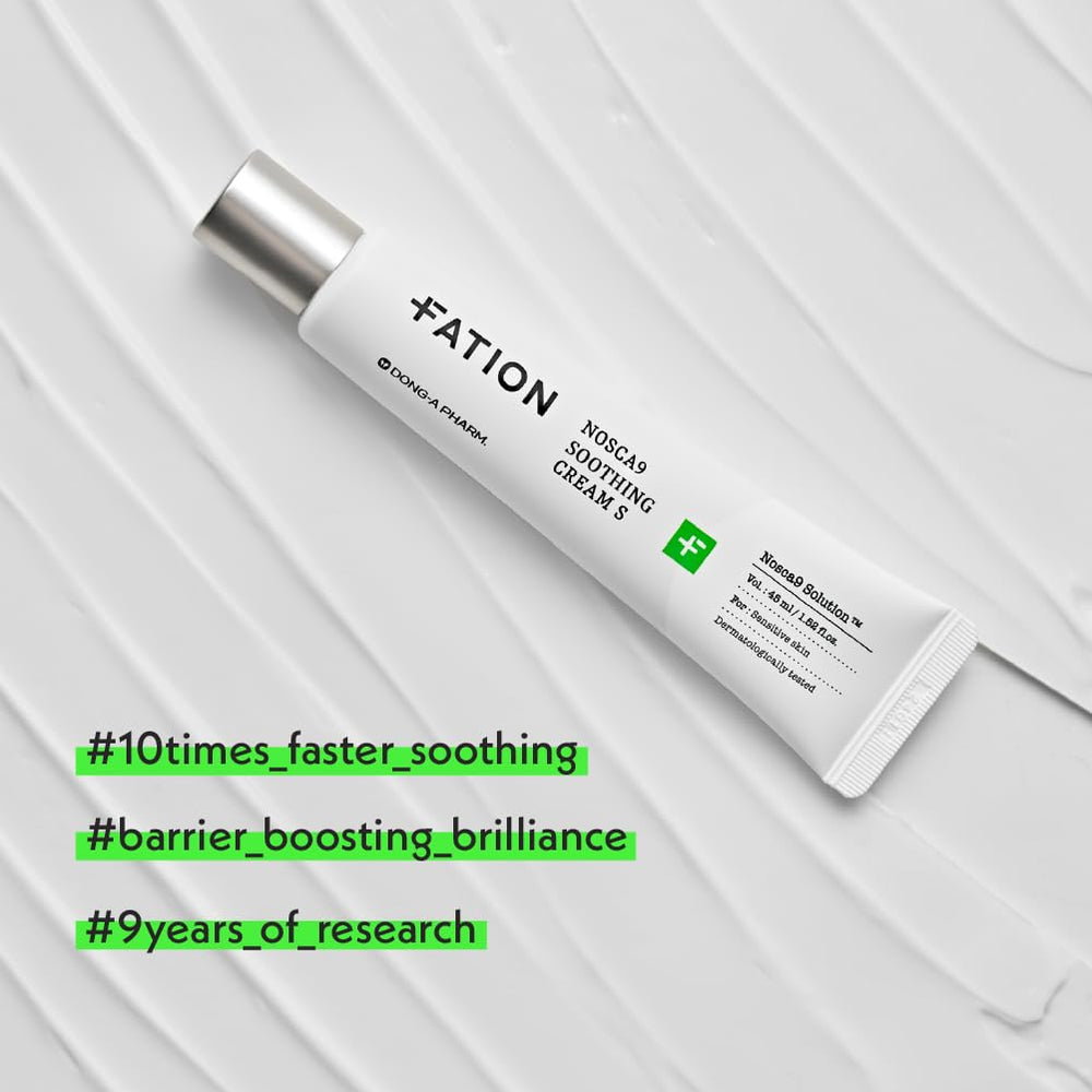 Fation NOSCA9 quick absorption texture demonstrates rapid soothing on skin.