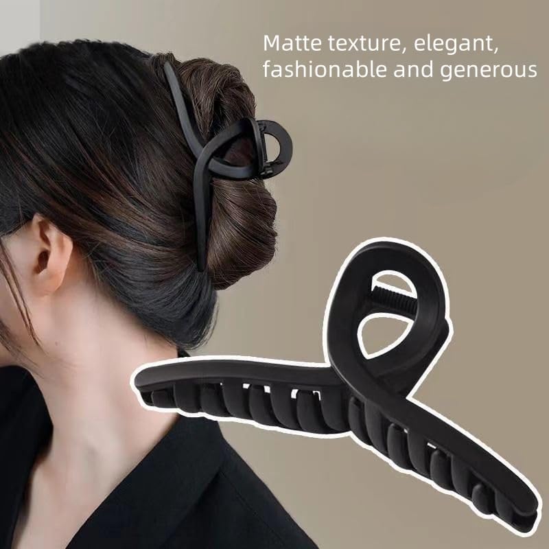 Faucye large claw clip khaki front view blends with casual outfits.