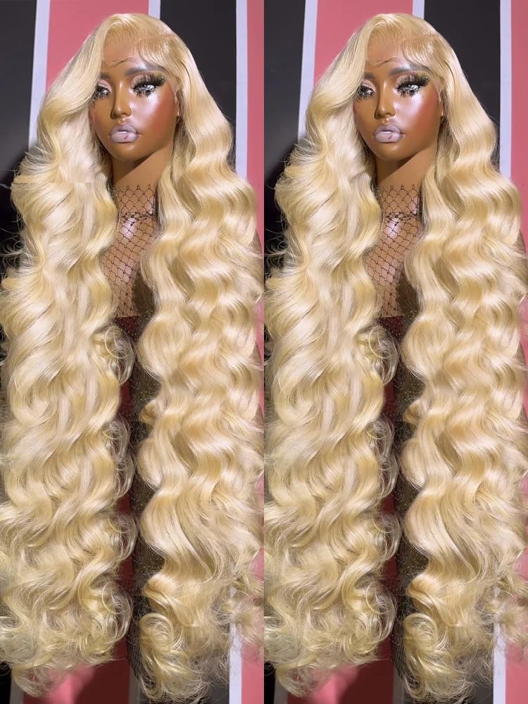 Fayniss 30inch 613 blonde wig side part showing seamless transition and fullness.