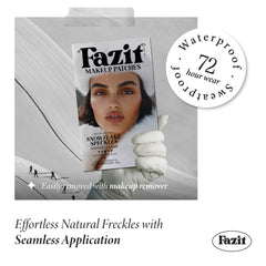 Fazit festive glitter patches on cheeks provide party-ready brightness.