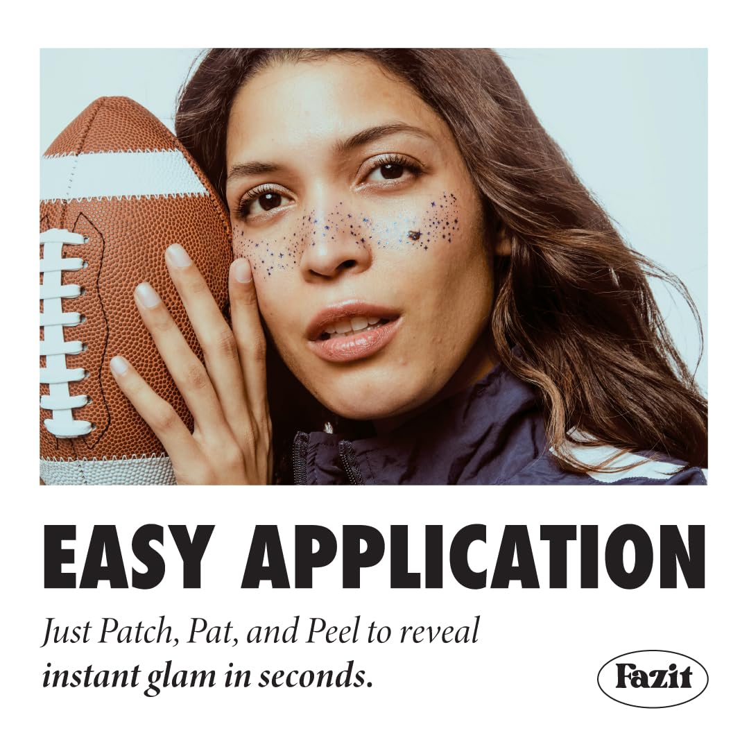 Fazit glow-up patches application on cheek demonstrates easy, mess-free glam
