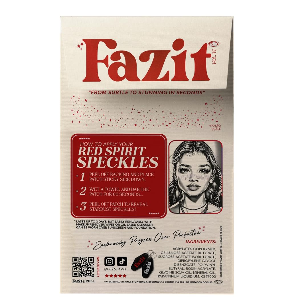 Fazit makeup patches applied on skin with glittery speckles for quick glam