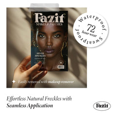 Fazit makeup patches close-up shows fine glitter texture for a soft glow.