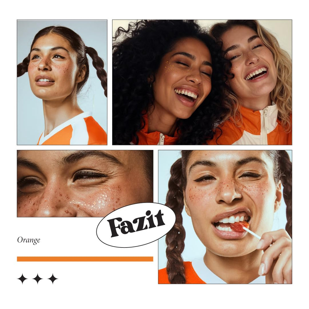 Fazit makeup patches cute glitter accessory concept shot for playful makeup looks.