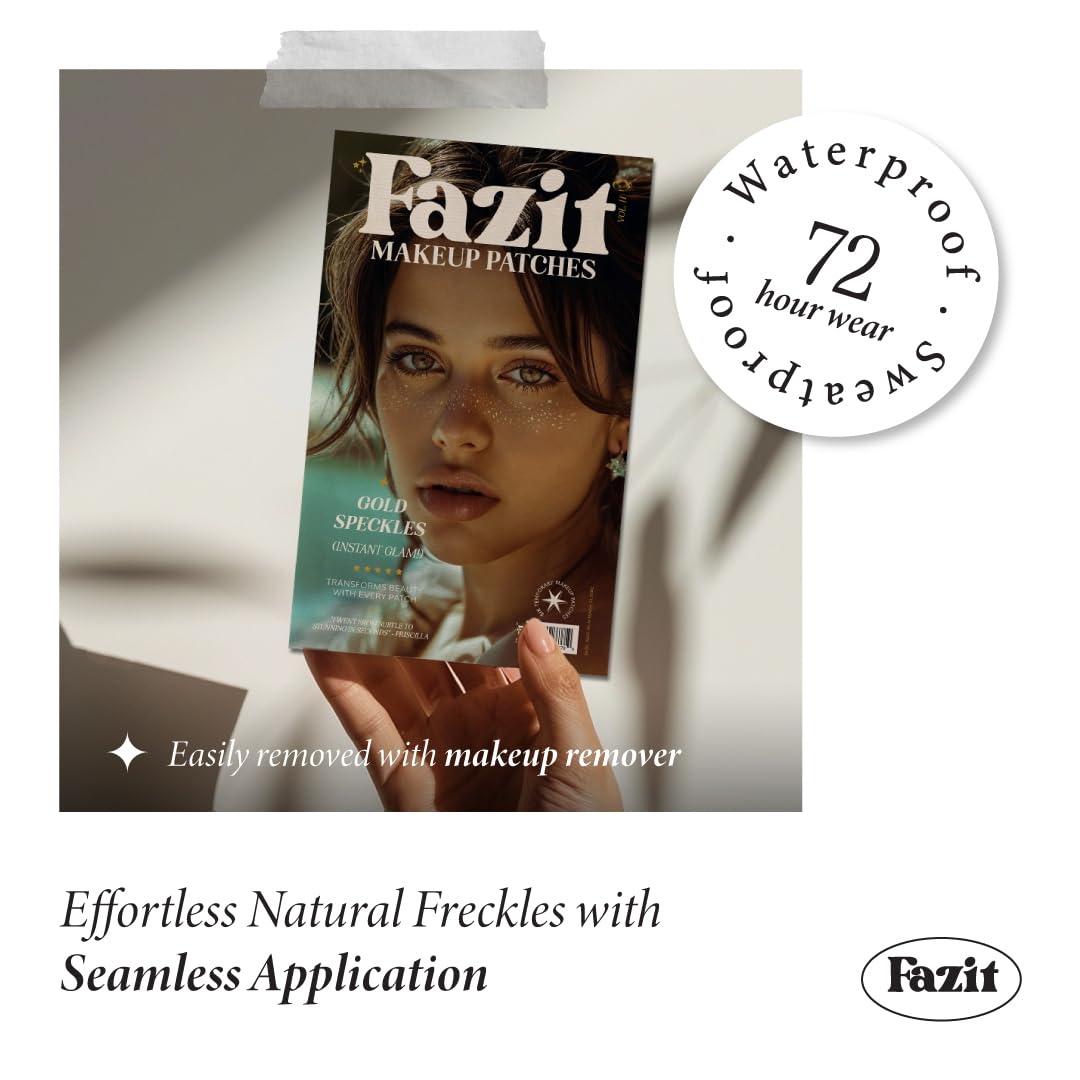 Fazit Gold Speckles patches during application for glam boost.