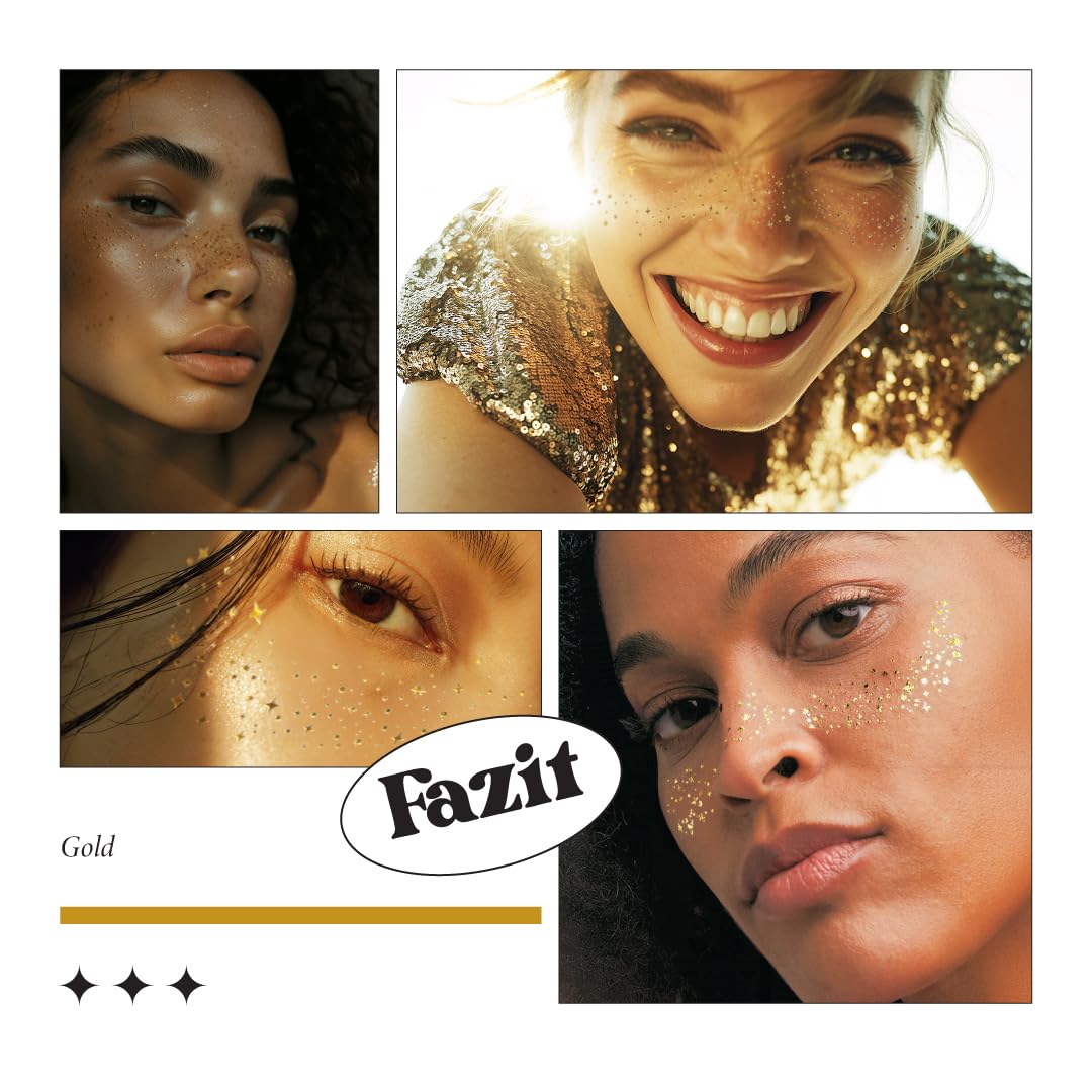 Fazit Gold Speckles patches worn at festival for shine.
