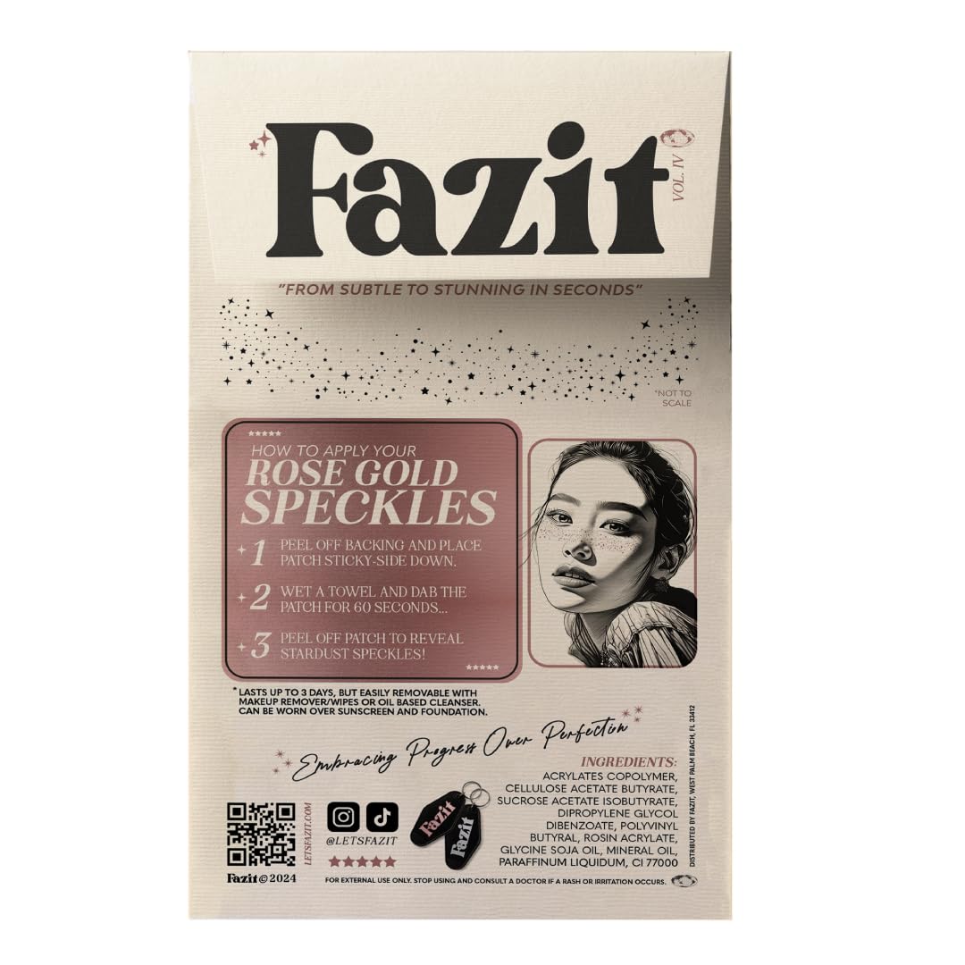 Fazit Makeup Patches Rose Gold Speckles on cheek for festival-ready sparkle