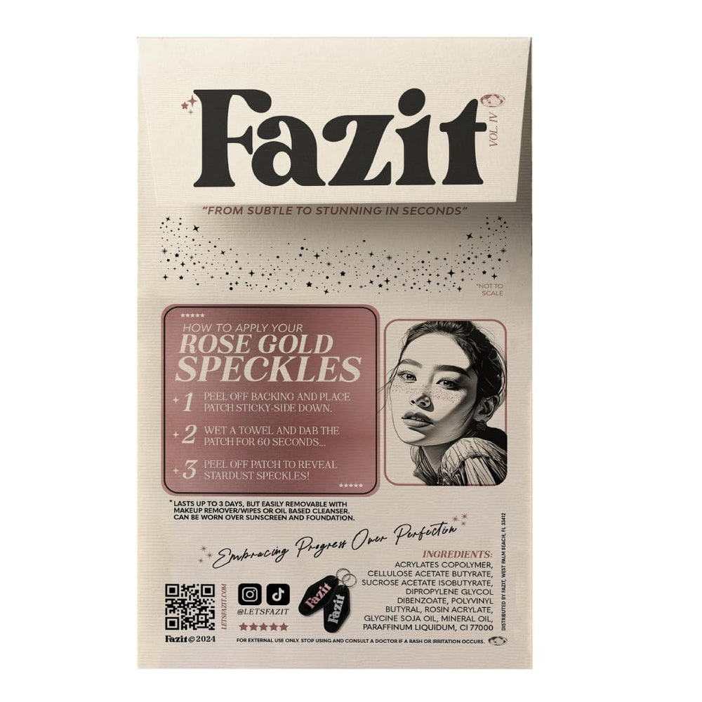 Fazit Makeup Patches Rose Gold Speckles on cheek for festival-ready sparkle