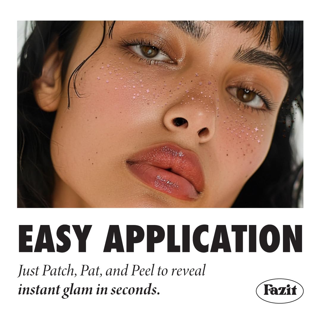 Fazit Makeup Patches Rose Gold Speckles on nose for subtle festival sparkle