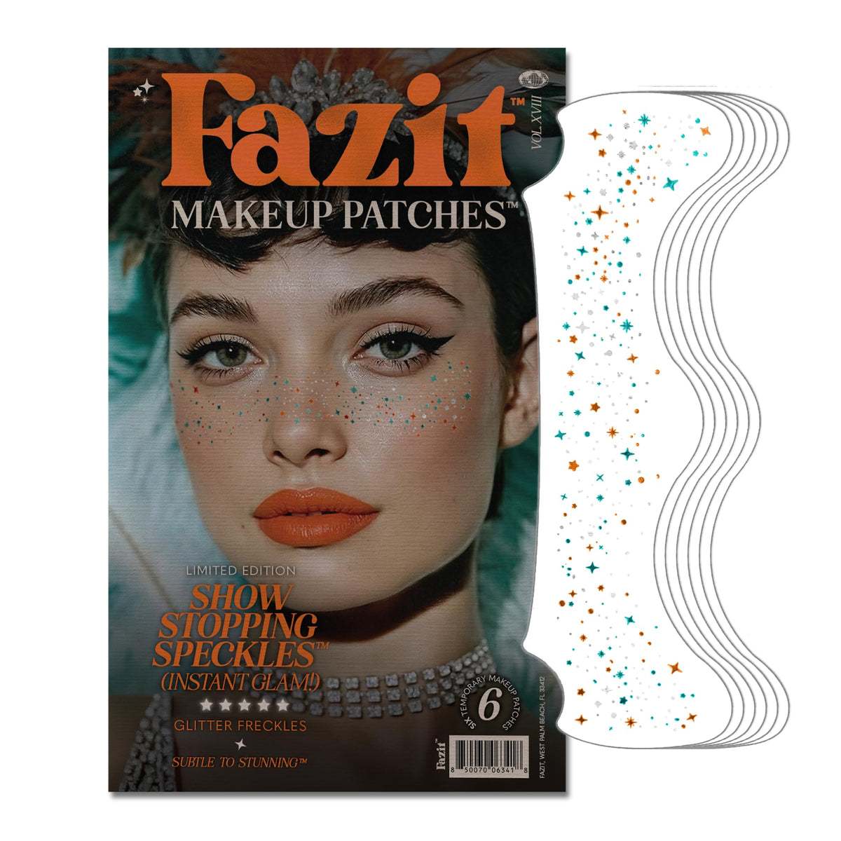 Fazit makeup patches show-stopping speckles close-up for festival-ready sparkle