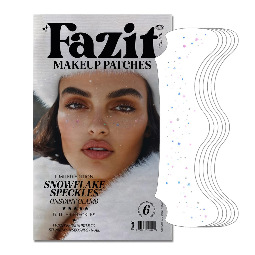 Fazit makeup patches snowflake-speckles closeup for delicate festive glow.