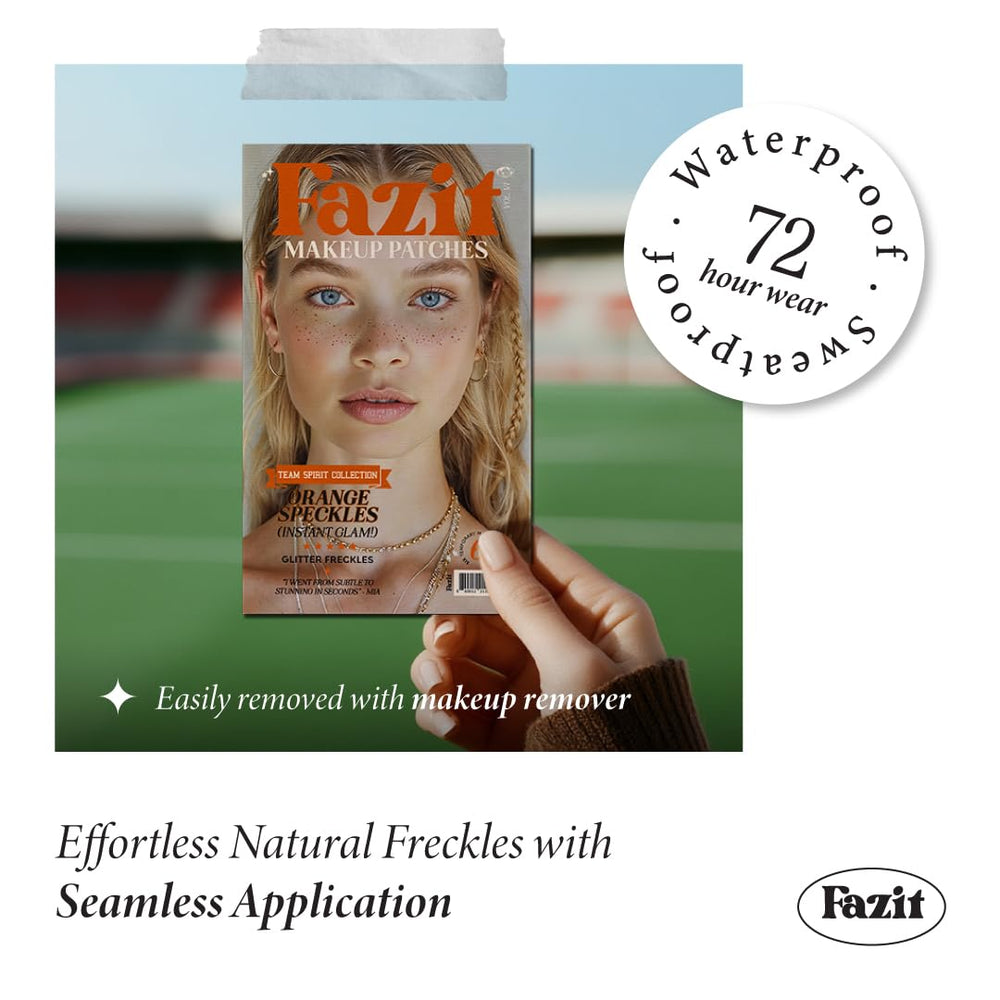 Fazit makeup patches wearable glow on model portrait showcasing subtle shimmer.