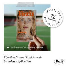 Fazit makeup patches wearable glow on model portrait showcasing subtle shimmer.