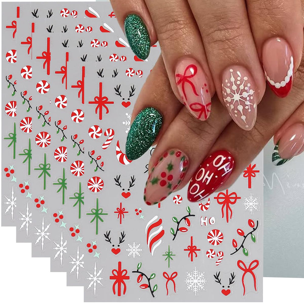 FBABFBUO Christmas nail stickers 3D snowflakes for festive nails and party-ready decoration