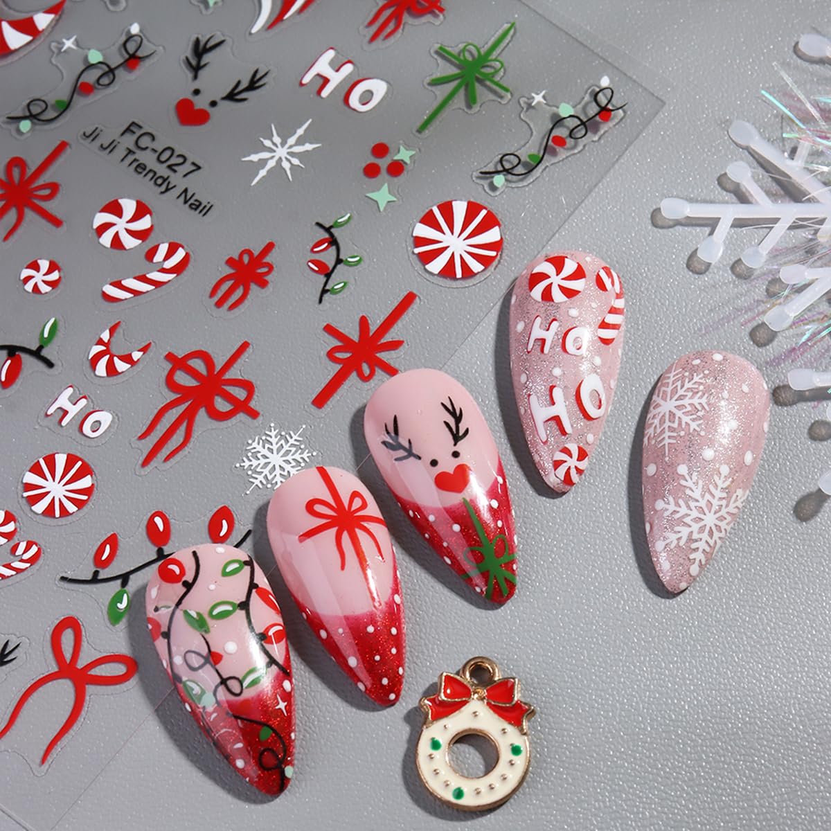 FBABFBUO winter trees 3D nail decals for elegant seasonal manicure