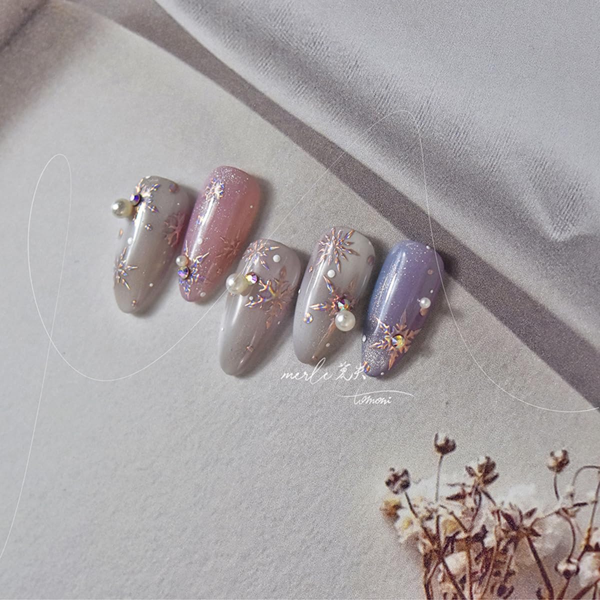 FBABFBUO snowflake nail stickers durable material resists wear for lasting shine.