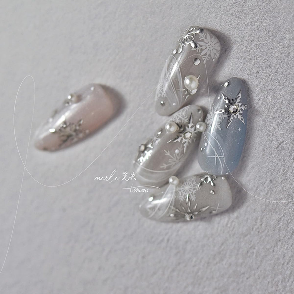 FBABFBUO snowflake nail stickers flexible and repositionable for precise nail art.