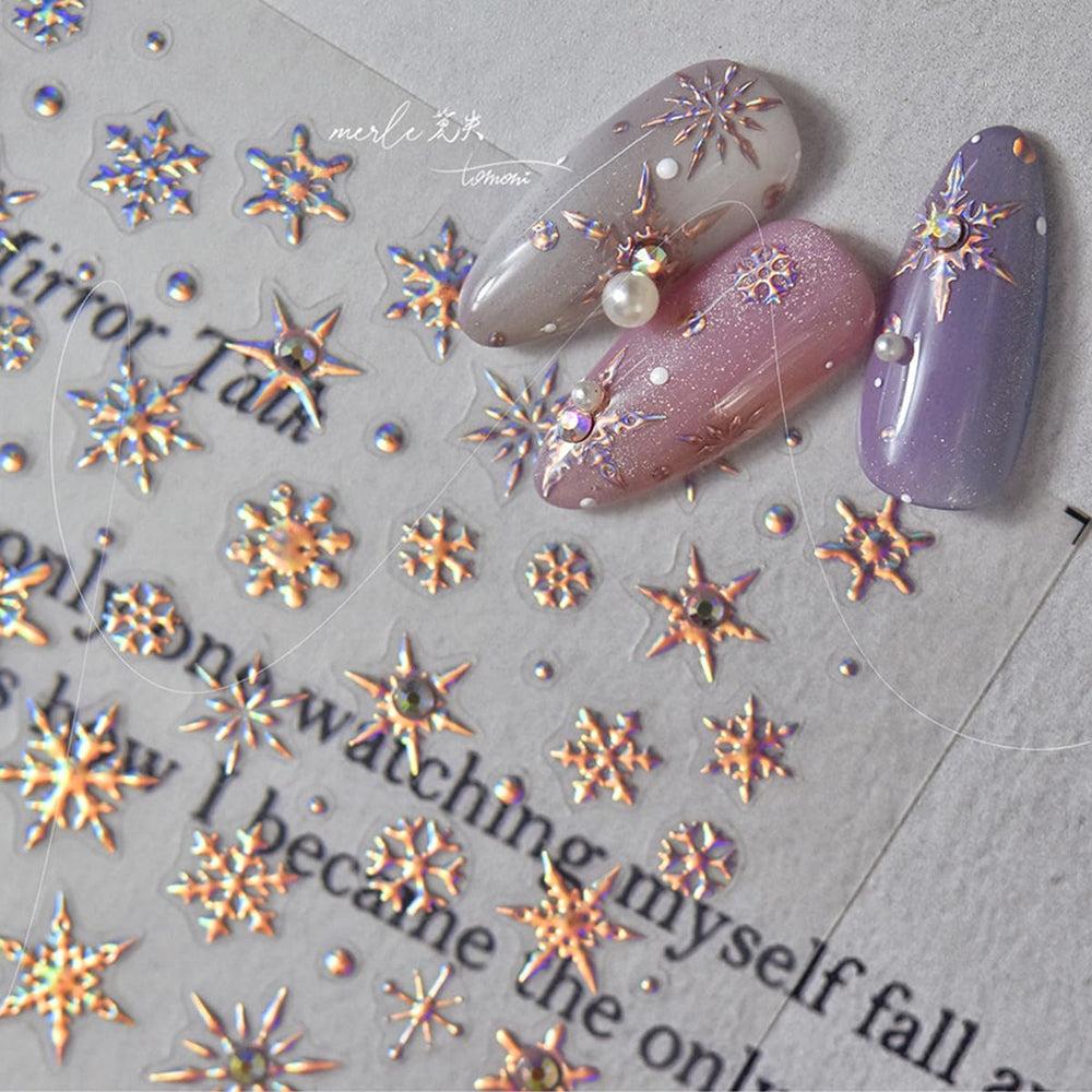 FBABFBUO snowflake nail stickers french-tip style ideal for tip accents.