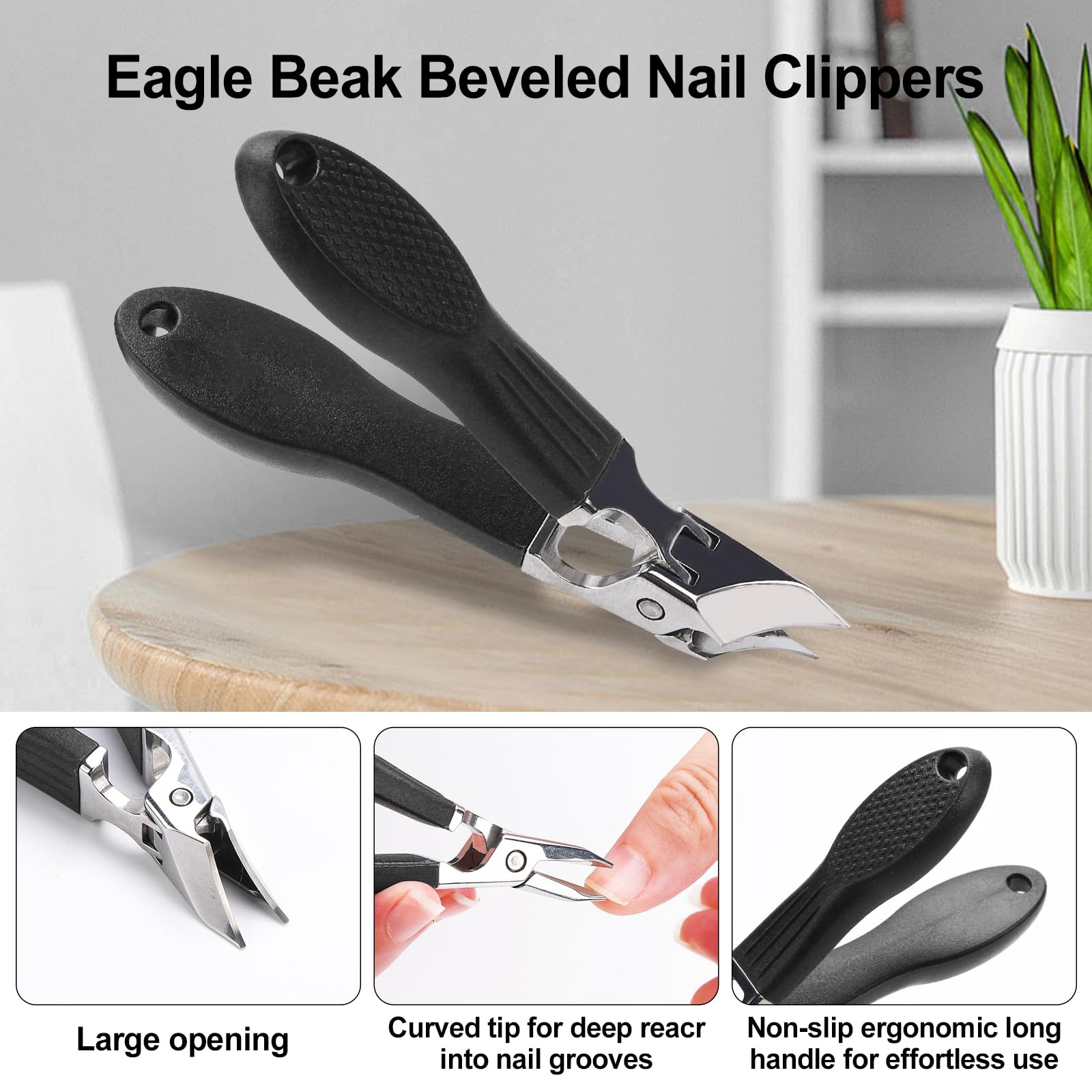 FBFL Eagle Beak shows wide jaw design for easier thick-nail alignment.
