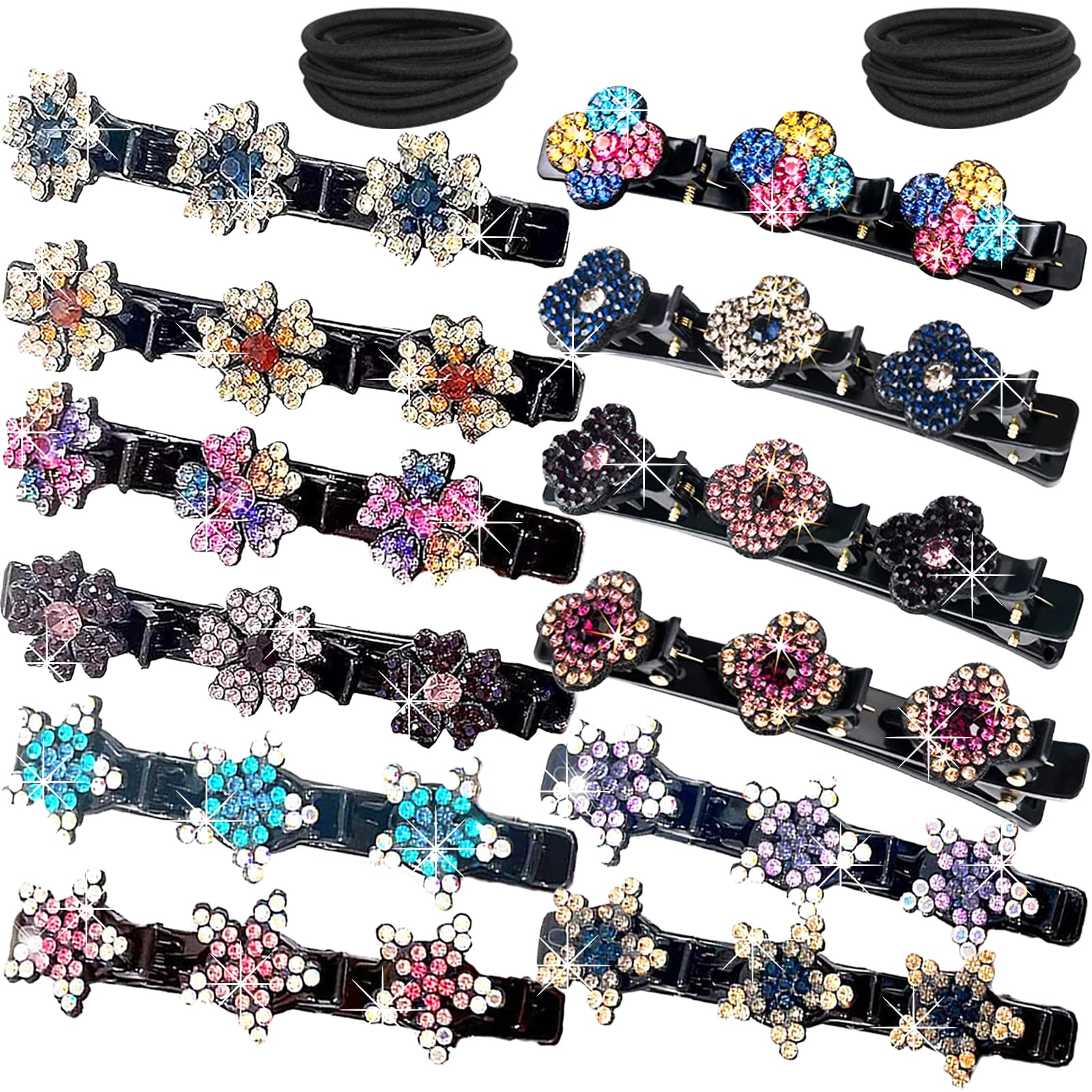 FCLEIH sparkling crystal braided hair clip shines in sunlight for glamorous daily wear
