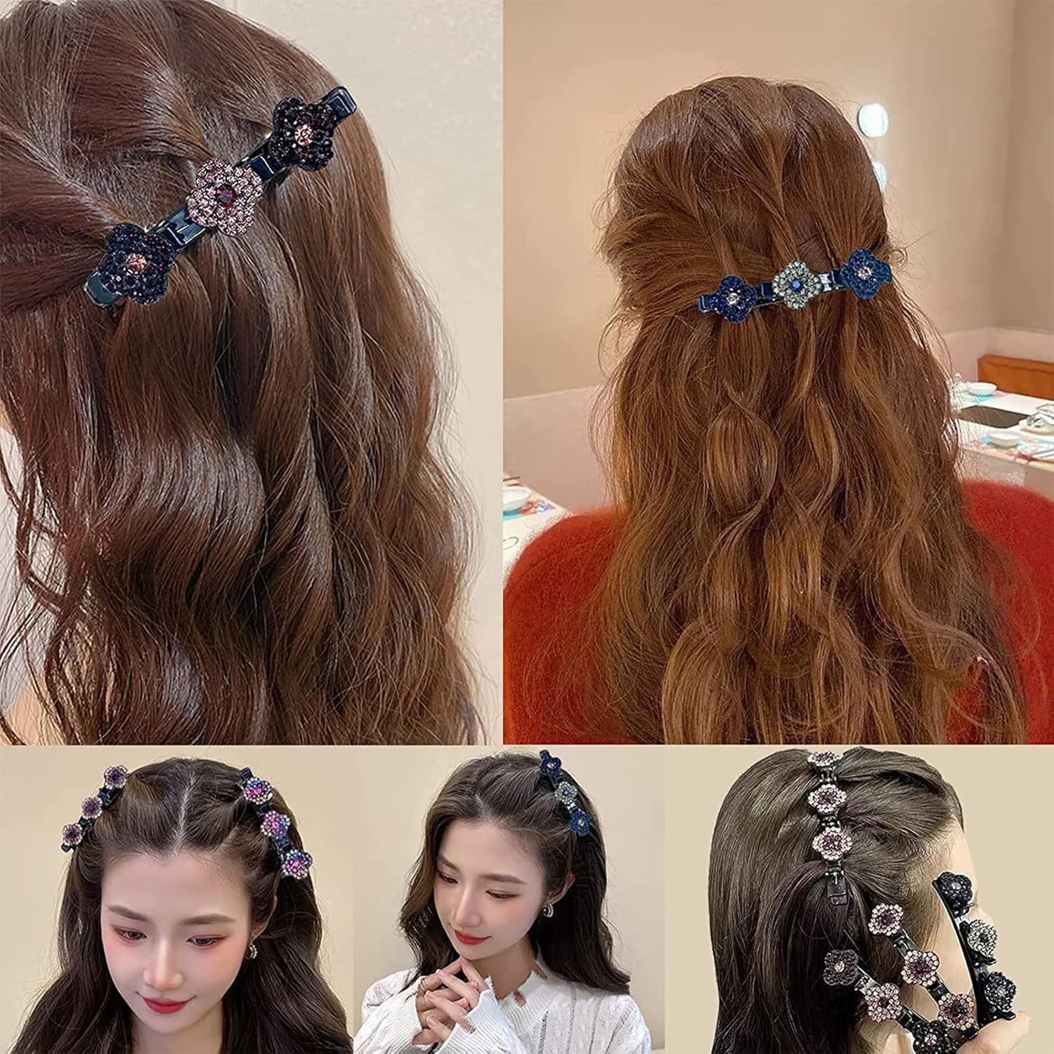 FCLEIH crystal-stone braided hair clip showcases multi-layer design for versatile styling