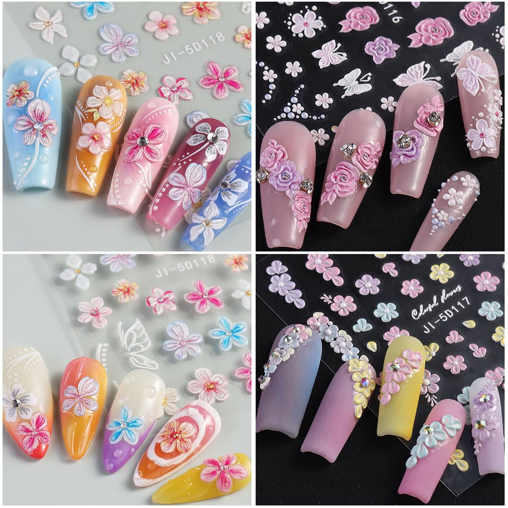 Fcozpjk 3D acrylic engraved nail pattern creates dimensional manicure.