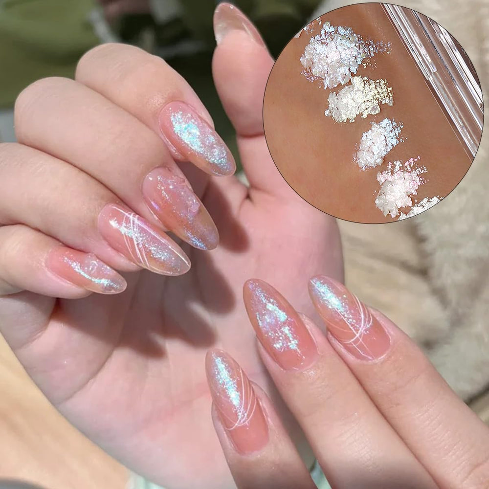 Fcozpjk chameleon nail flakes gold leaf closeup showcases color-shifting accents and luxe vibe