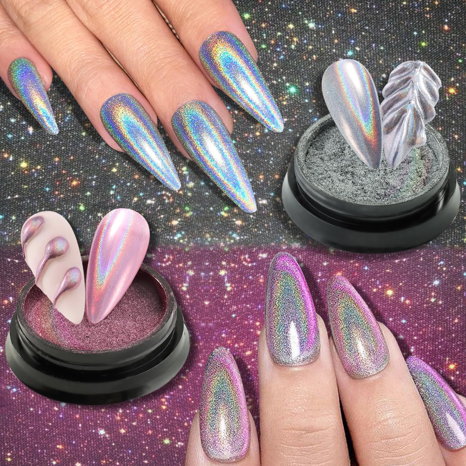 Fcozpjk chrome nail powder red for bright metallic chrome manicure.