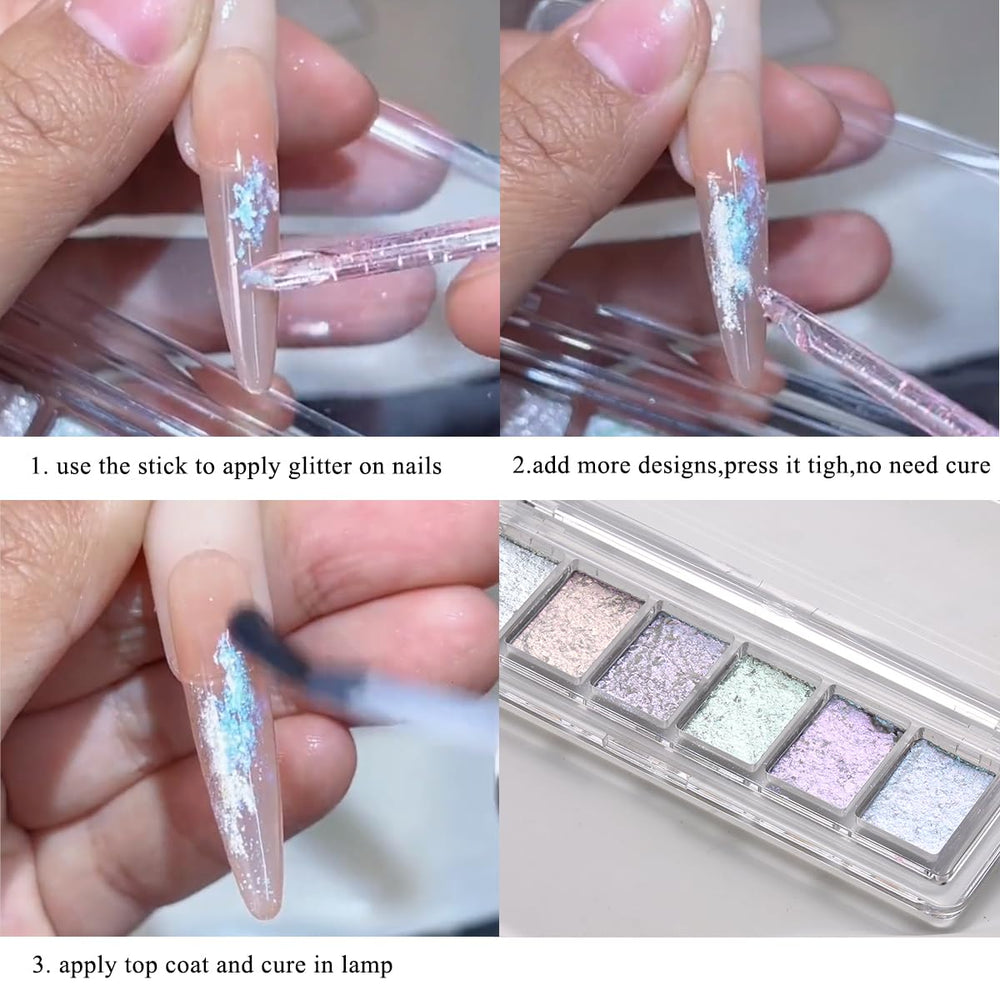 Fcozpjk holographic manicure decor image conveys dazzling party-ready shine