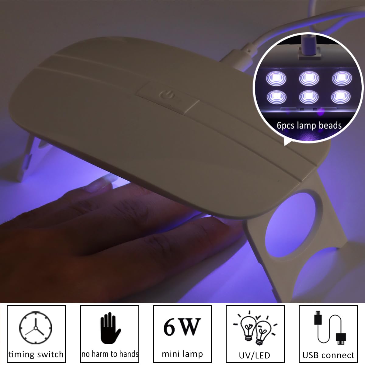 Fcozpjk mini USB UV-LED lamp cures gels quickly at home