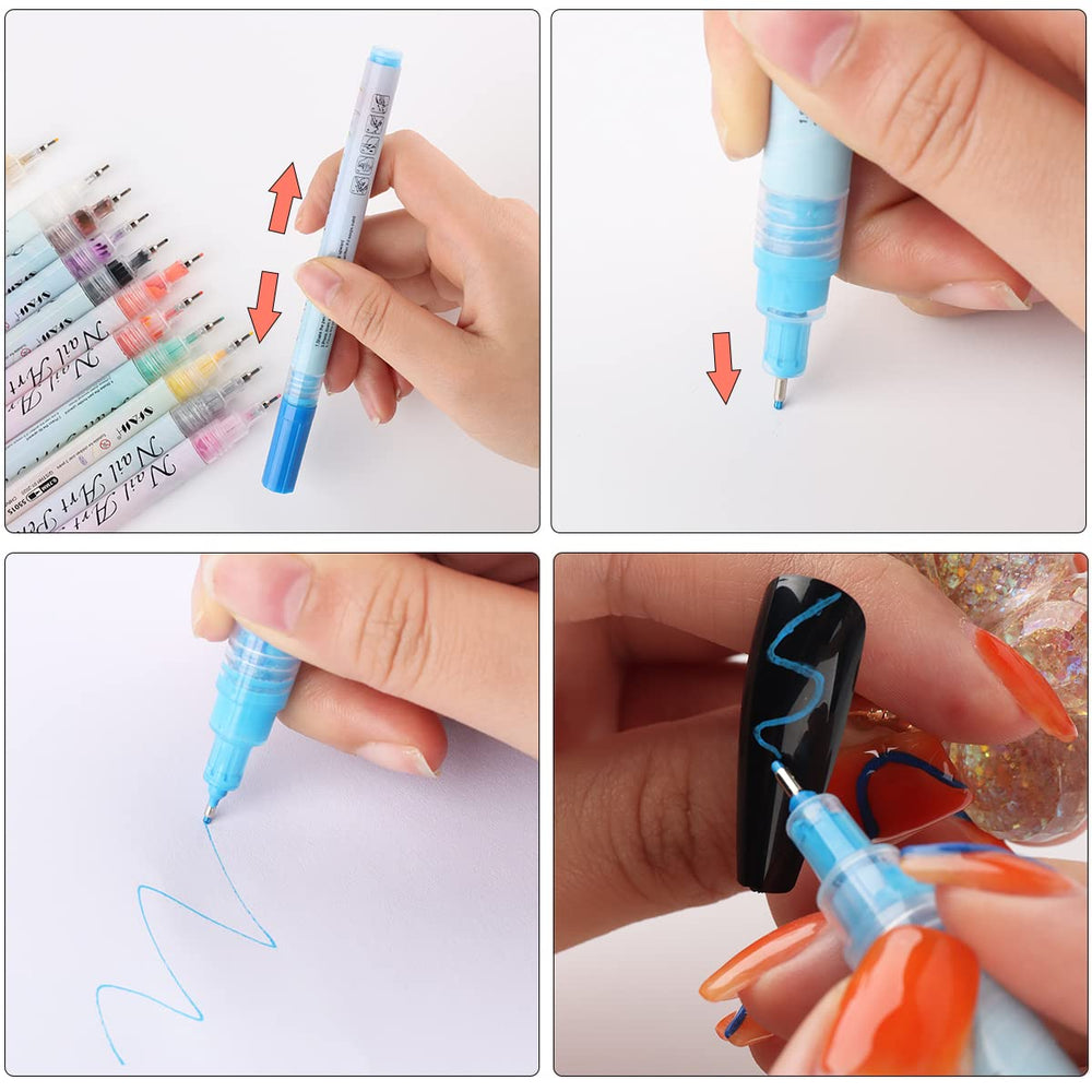 Fcozpjk designs show swirls and French tips for creative nail art.