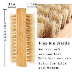 Fcozpjk nail brush bamboo bristles dual-length for dirt removal