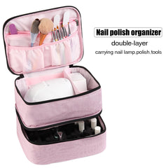 Fcozpjk Nail Polish Organizer Case double layer with removable dividers keeps bottles safe